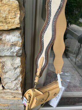 NWT Coach Novelty Wavy Snakeskin Trim Metallic Leather w/ Matte Brass Bag Strap
